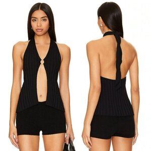 superdown Eliana Open Front Top in Black